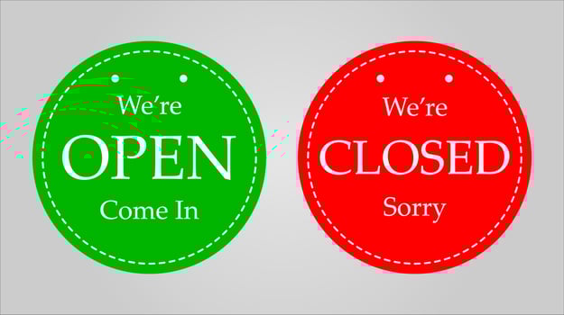 Open and closed signs. Vector illustration.