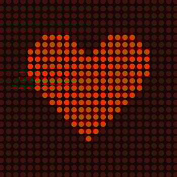 Red heart burns from balls. A vector illustration