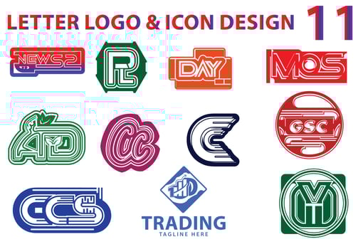 Letter logo and sticker design template bundle vector