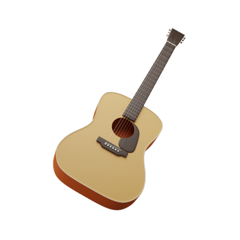 3D Acoustic guitar. 3D rendering png