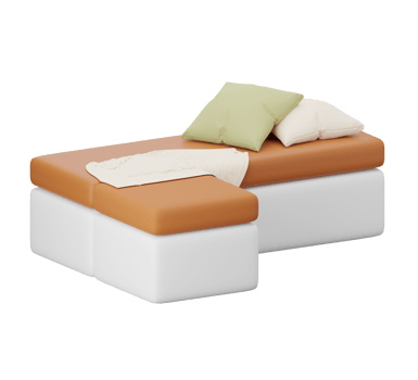 3D sofa with pillow.  minimal furniture for the home. 3D rendering png