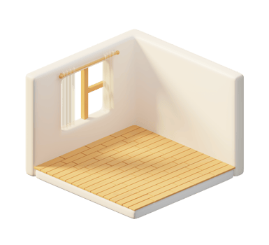 3D Isometric of empty room, room with window, frame, curtain. 3D rendering png