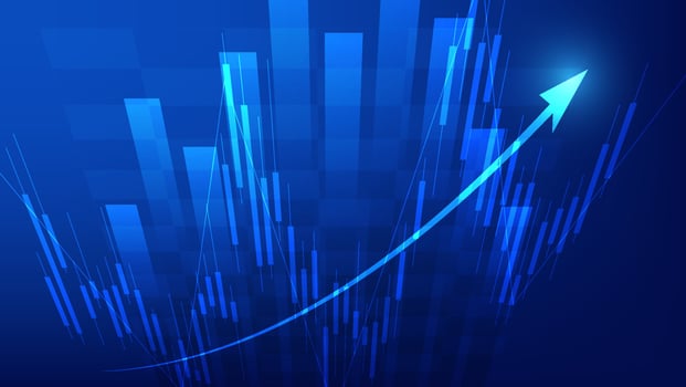 Economy and finance background concept. financial business statistics stock market candlesticks and bar chart vector
