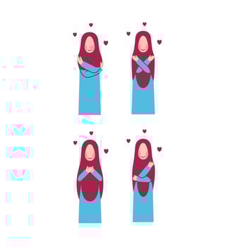 Set Of Hijab Woman Character For Self Love Concept vector