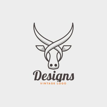 Bull logo design, Premium logo template Vector. vector