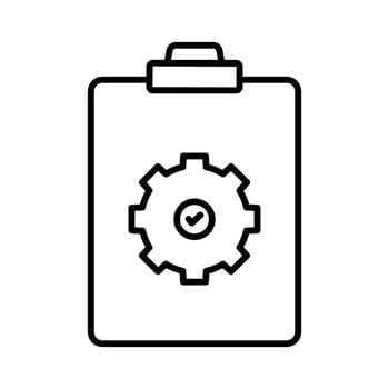 Checklist icon illustration with gear. icon related to project management. line icon style. Simple vector design editable