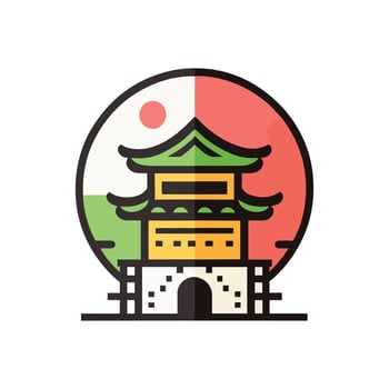 Japan famous landmark icons. Vector illustrations.olorful flat style  icon Design