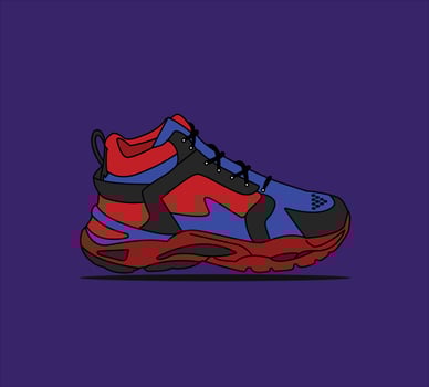 sneaker shoe vector. Flat design concept, vector illustration. Sneakers in a colorful flat style. sneakers viewed from the side, stylish sneakers.