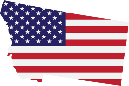 outline drawing of montana state map on usa flag. png