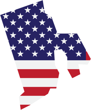 outline drawing of rhode island state map on usa flag. png