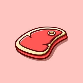 steak cute illustration concept in cartoon style vector