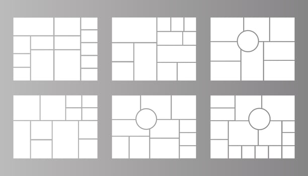 Moodboard Grid Photo Collage Templates Set vector