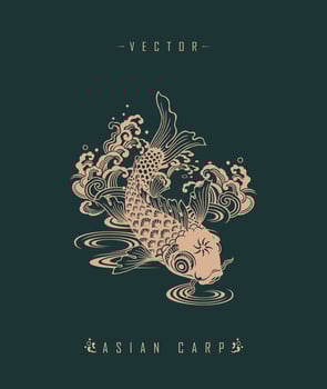 Asian carp culture art style vector