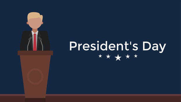 simple happy president's day greeting on blue background vector