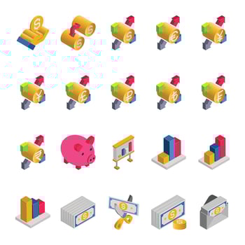 Isometric 3d icons for Banking and finance. vector