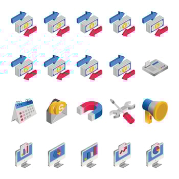 Isometric 3d icons for Banking and finance. vector