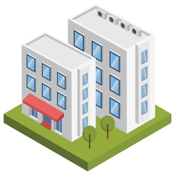 Commercial buildings - Isometric 3D illustration. vector