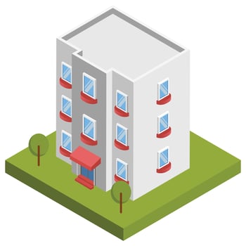 Business center - Isometric 3D illustration. vector