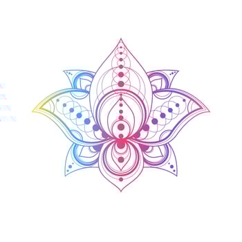 Lotus flower with geometric pattern vector linear illustration