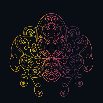 Lotus flower with geometric pattern vector linear illustration