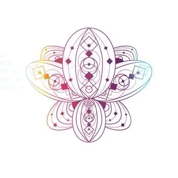 Lotus flower with geometric pattern vector linear illustration