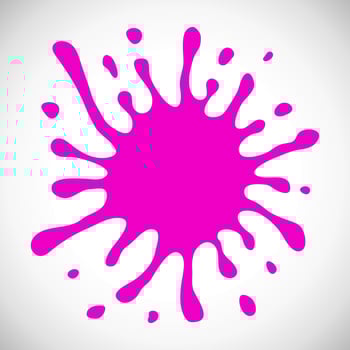 Pink Hand Drawn Paint Splash with small splashes and shadows. Vector illustration