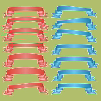 Set of Colorful Empty Ribbons And Banners with Curves. Ready for Your Text or Design. Isolated vector illustration.