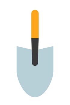 Shovel, spade vector illustration. Flat style garden hand shovel isolated on white background. Garden tool, equipment for farm, summer utensil.