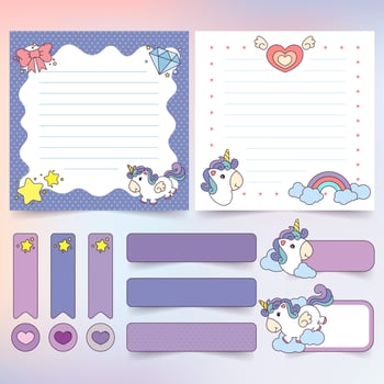 Cute Unicorn Memo Template vector