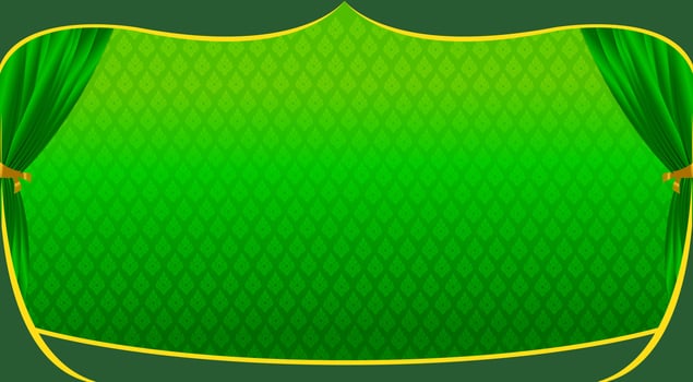 Thai pattern stage backdrop with curtain for decoration vector illustration