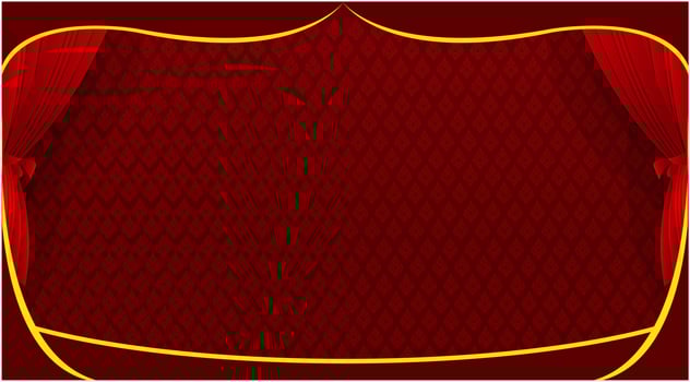 Thai pattern stage backdrop with curtain for decoration vector illustration