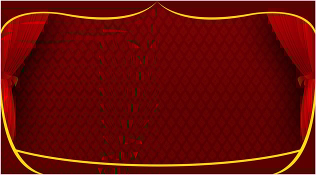 Thai pattern stage backdrop with curtain for decoration vector illustration