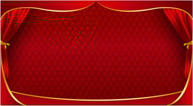 Thai pattern stage backdrop with curtain for decoration vector illustration