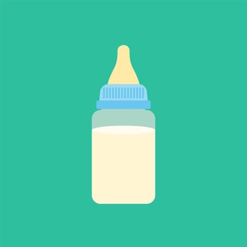 Baby milk bottle vector design illustration isolated on color background. Dairy product. Isolated vector illustration in cartoon style
