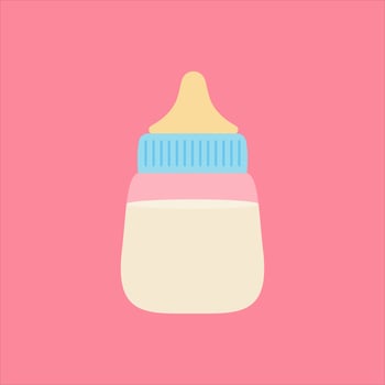 Baby milk bottle vector design illustration isolated on color background. Dairy product. Isolated vector illustration in cartoon style