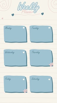 Weekly Planner Cute Paster Color Vector