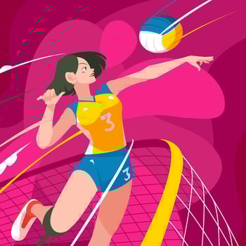 Young Girl Smashing a Volley Ball for National Girls and Women in Sports Day vector