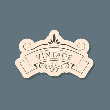 Vector isolated vintage label or banner with text and ornamental frame.