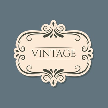 Vector isolated vintage label design with frame, text and lace old ornaments.