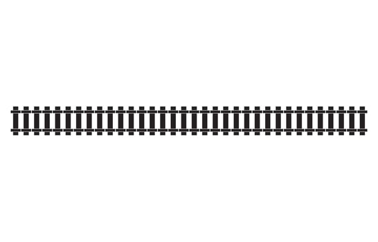 Horizontal straight Traintrack, railroad, railway contour, Tramway, metro, subway path silhouette. Vector illustration cartoon flat icon.