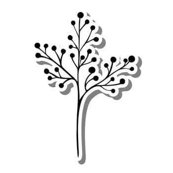 Black line doodle Pollen on white silhouette and gray shadow. Hand drawn cartoon style. Vector illustration for decorate and any design.