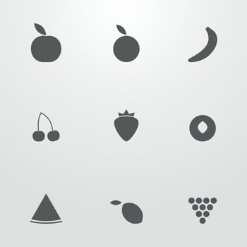 Set of icons on a theme fruits in silhouette vector