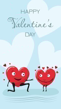 One heart proposes marriage to another. Valentine's Day card. Love theme vector
