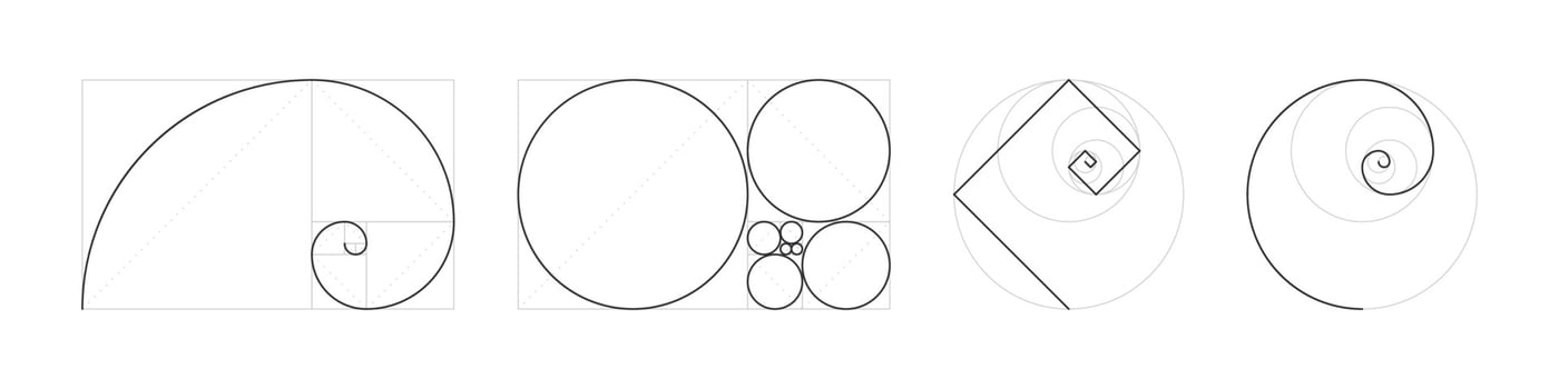 Golden ratio signs. The concept of proportions. Golden section. Vector illustration