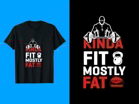 Kinda Fit Mostly Fat T-Shirt Design vector