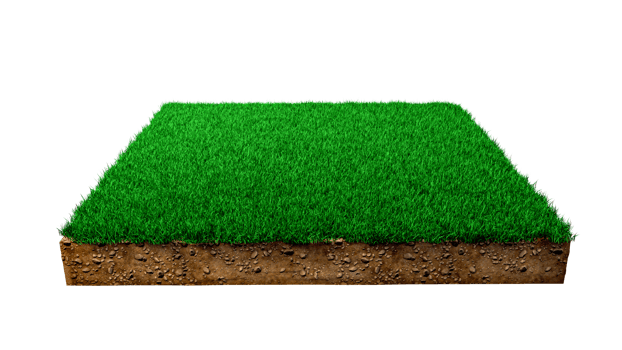 Square soil land geology cross section with green grass, earth mud cut away isolated 3D Illustration png