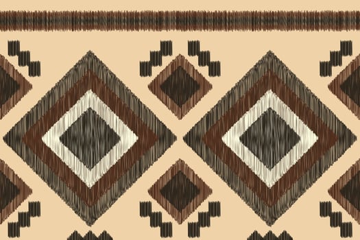 Ethnic Ikat fabric pattern geometric style.African Ikat embroidery Ethnic oriental pattern white brown cream background. Abstract,vector,illustration. For texture,clothing,wrapping,decoration,carpet. vector