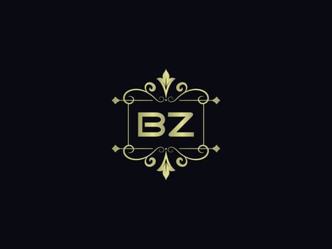 Letter Bz Logo Icon, Initial Bz Luxury Logo Letter Vector