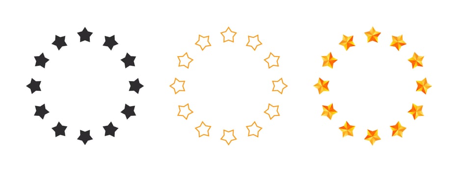 Stars circles. Different star shapes. Pointed stars. Shine sparkle icon. Vector icons