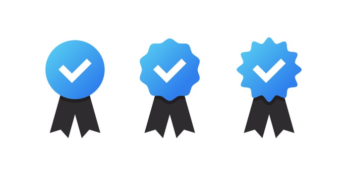 Verification icons. Approved or certified icons. Icons confirming verification. Vector illustration